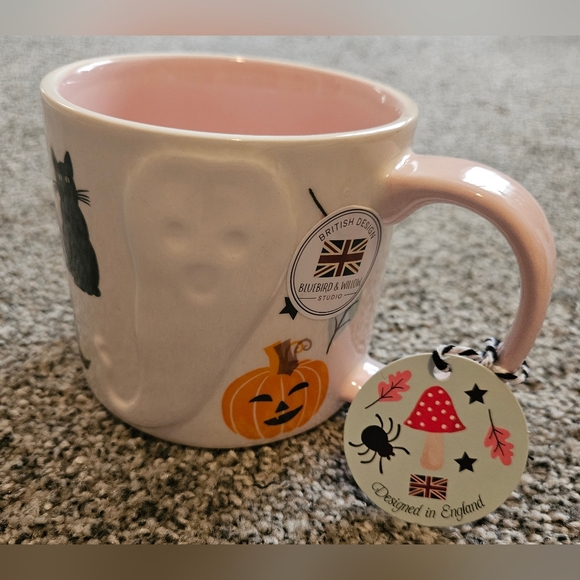 Black Cat Ghost Pumpkins Mug with Pink Halloween BEAUTIFUL British Design NWT - Picture 2 of 4